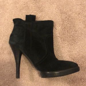 Black suede heeled boots